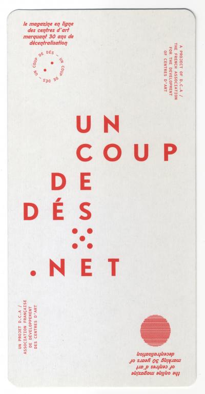  Fredéric Teschner Studio, UN COUP DE DÉS ..... NET (Paris: Association française de développement des centres d’art, 2013).