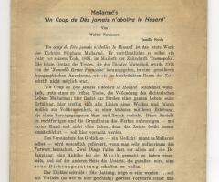 Nauman Walter, Mallarmé’s Un coup de Dés jamais n’abolira le Hasard (Erlangen: Verlag Junge & Sohn, 1938).